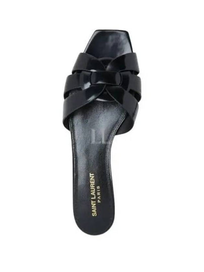 Tribute Leather Slippers Black - SAINT LAURENT - BALAAN 2