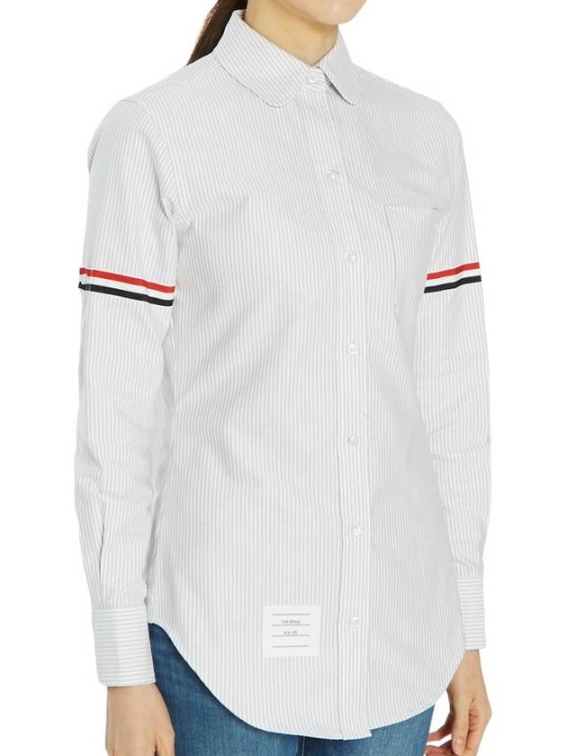 Women's Armband University Striped Oxford Shirt Medium Grey - THOM BROWNE - BALAAN 6