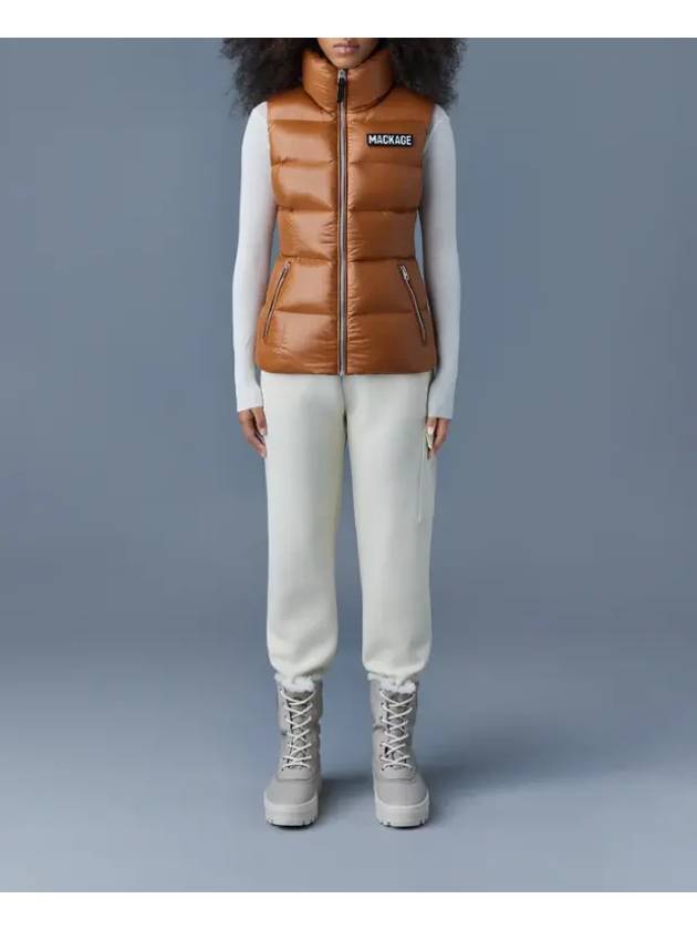 Women s Chaya Lustrous Light Down Vest Cognac - MACKAGE - BALAAN 4