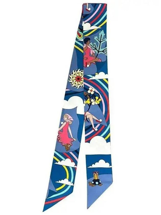 Carres Volants Twilly Scarf Blue Jaune Vif - HERMES - BALAAN 2