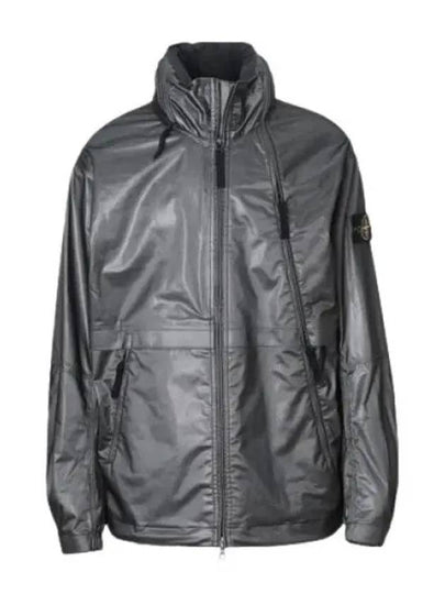 Metallic Nylon Zipper Bomber Jacket Dark Grey - STONE ISLAND - BALAAN 2