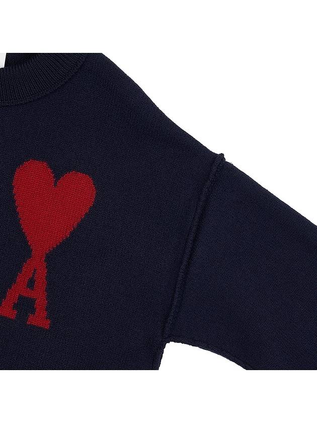 Big Heart Logo Wool Knit Top Navy - AMI - BALAAN 5