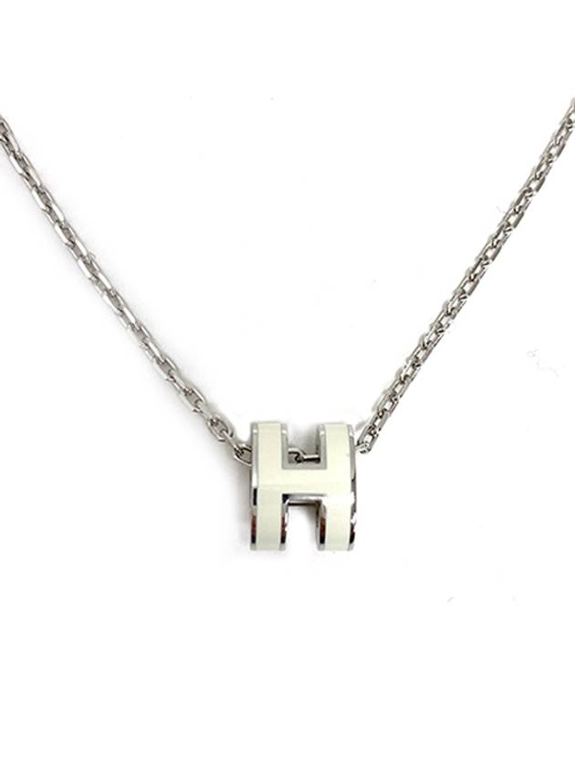 Mini Pop H Pendant Necklace Palladium Blanc - HERMES - BALAAN 2