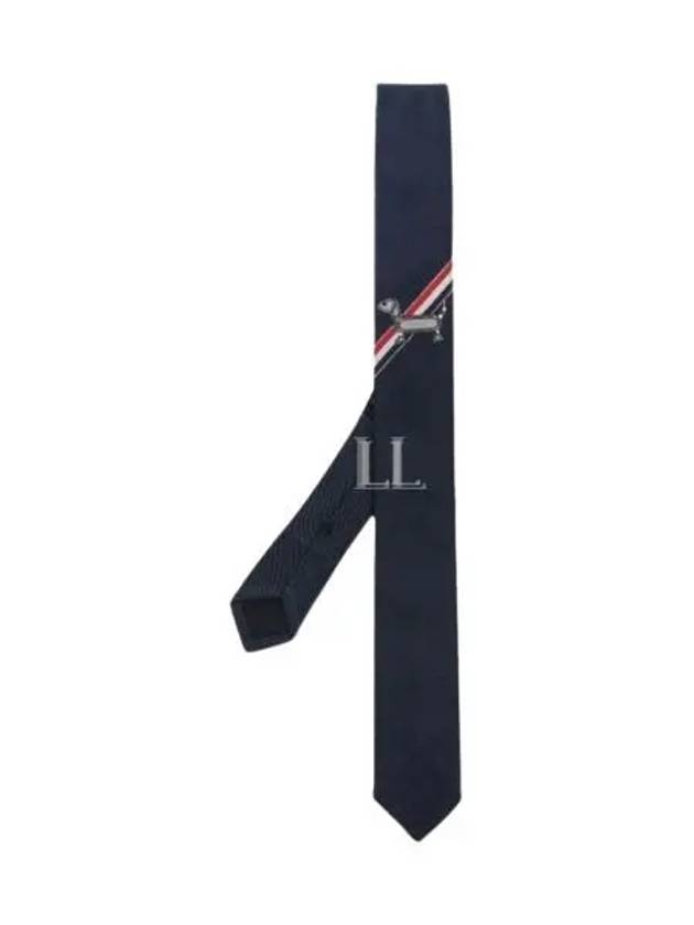 Hector Jacquard Silk Tie Navy - THOM BROWNE - BALAAN 2