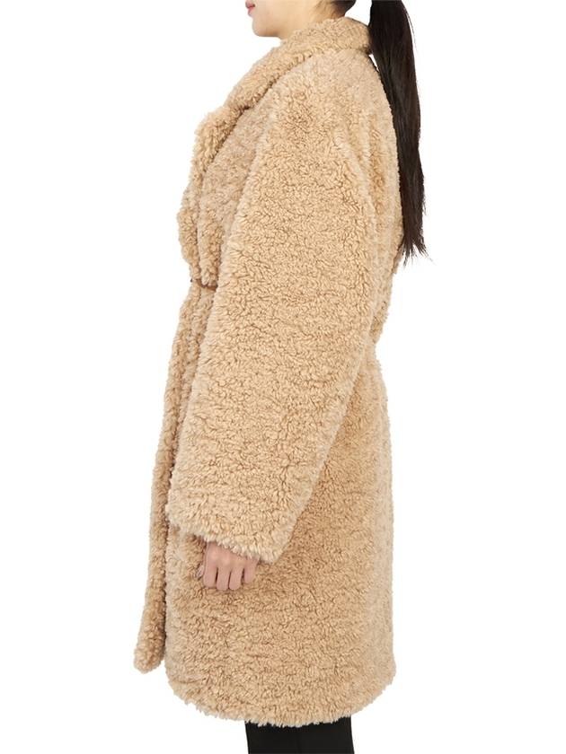 Women's Single Breasted Polyester Fur Coat Beige - VANESSA BRUNO - BALAAN 5