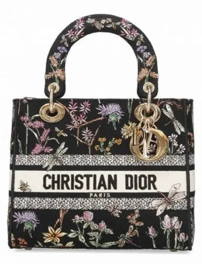 Lady D-Lite Herbarium Embroidery Medium Tote Bag Black - DIOR - BALAAN 2