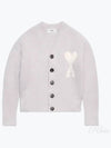 Heart Logo Oversized Cardigan Grey - AMI - BALAAN 2