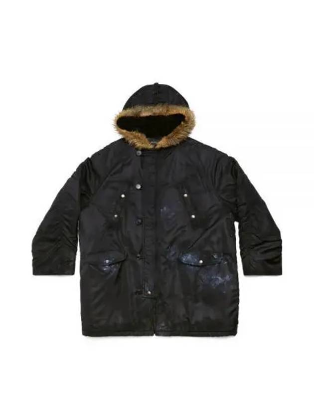 Fur Hooded Military Parka Black - BALENCIAGA - BALAAN 2