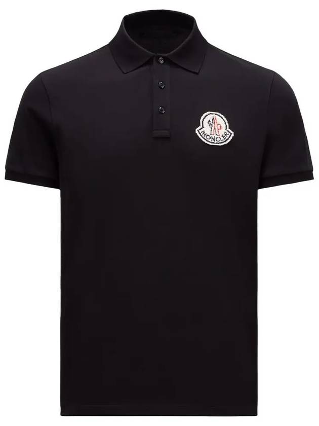 Logo Patch Cotton Polo Shirt Black - MONCLER - BALAAN 2