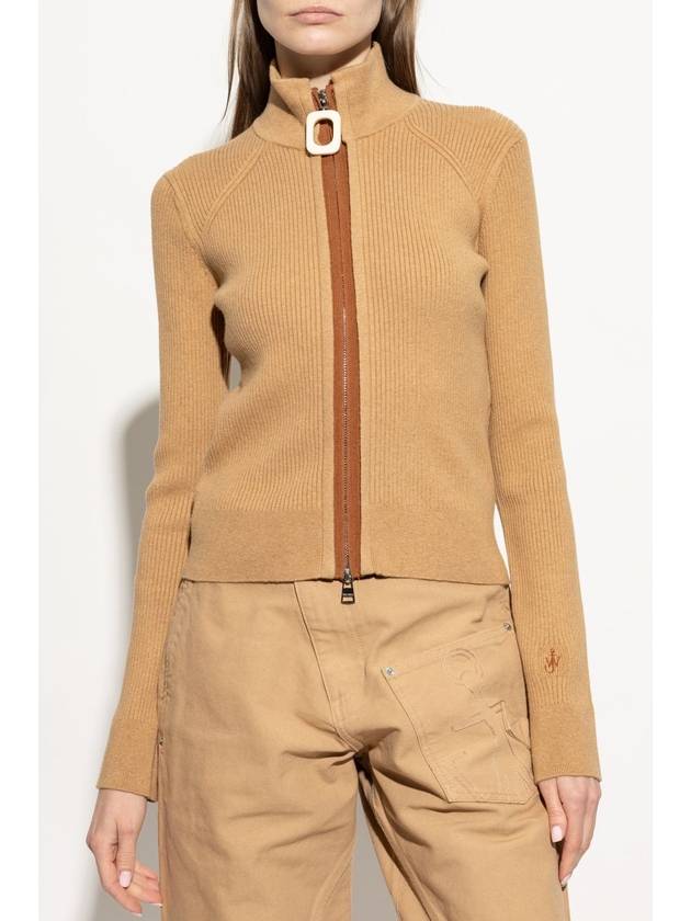 JW Anderson Ribbed Cardigan, Women's, Beige - JW ANDERSON - BALAAN 3