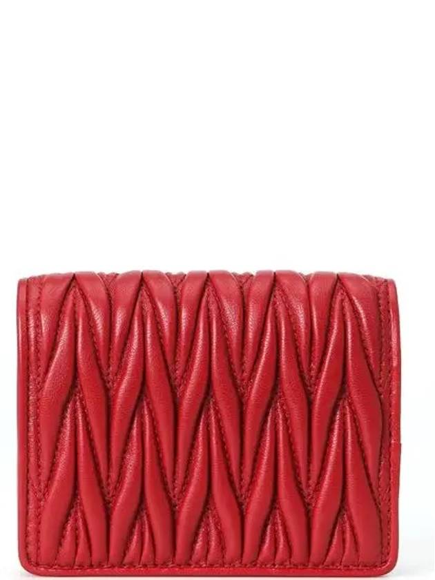 Matelasse Leather Half Wallet Red - MIU MIU - BALAAN 4