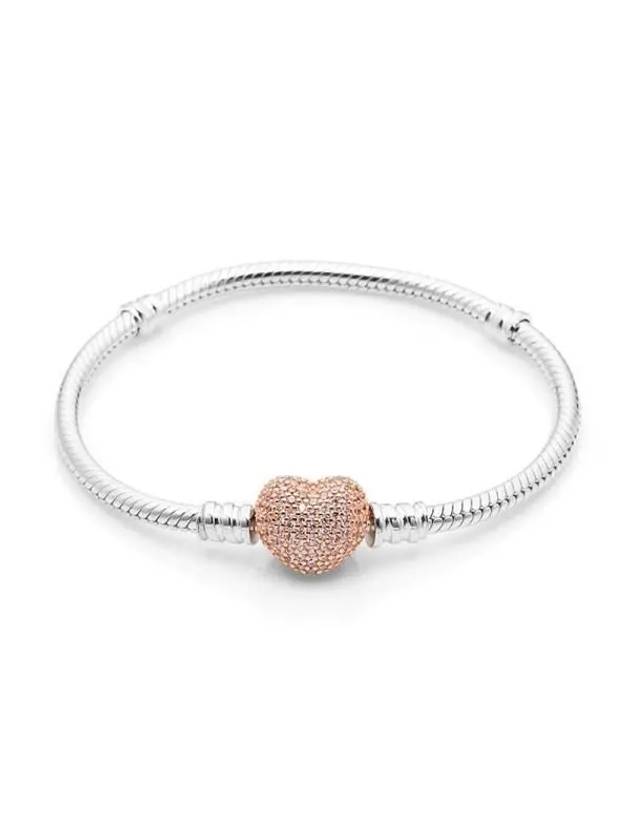 Moments Pave Heart Clasp Bracelet Silver - PANDORA - BALAAN 3