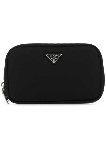 Triangle Logo Pouch Bag Black - PRADA - BALAAN 1