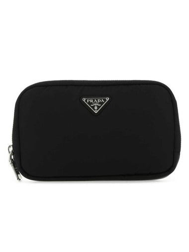 Triangle Logo Pouch Bag Black - PRADA - BALAAN 1