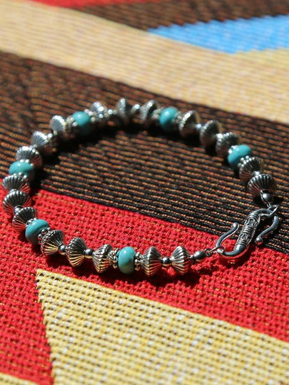 Navajo Turquoise Beads Bracelet Silver - KND - BALAAN 2