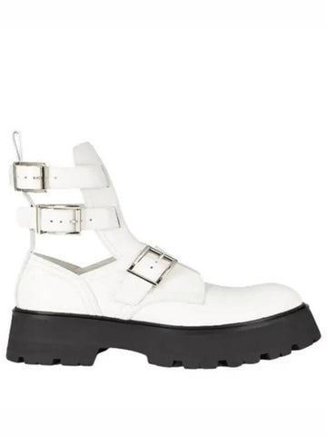 Women's Rave Buckle Walker Boots White - ALEXANDER MCQUEEN - BALAAN 1