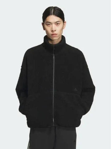 Must Have Small Logo Loose Fit Boa Jacket Men Black JG8506 696942 - ADIDAS - BALAAN 1