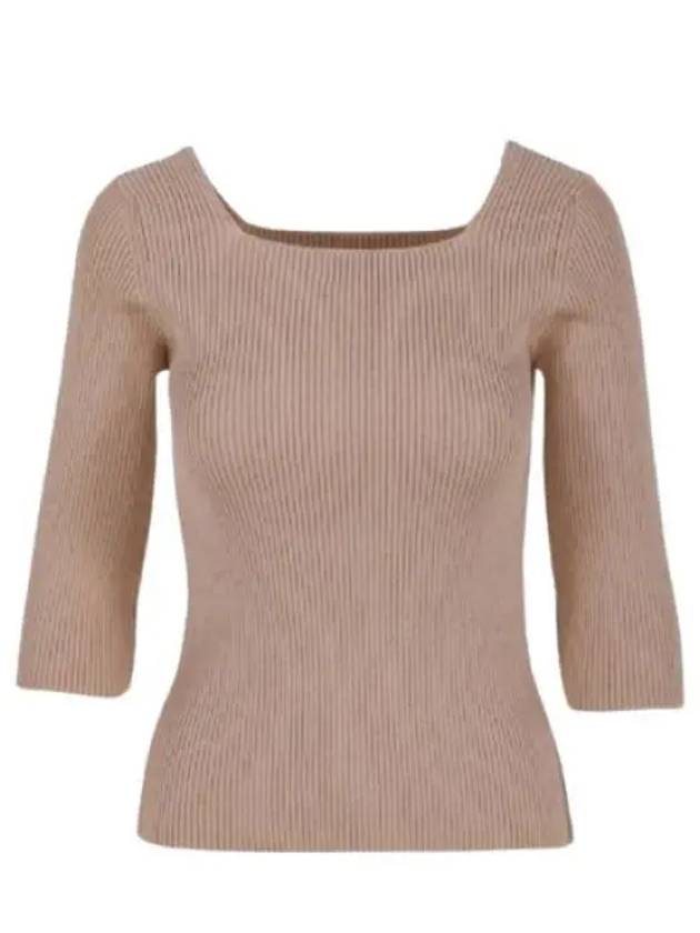 FF Cotton Rib Knit Top Beige - FENDI - BALAAN 2