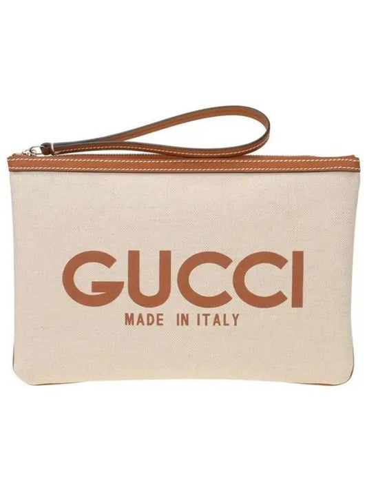 Canvas Print Clutch Bag Beige - GUCCI - BALAAN 2