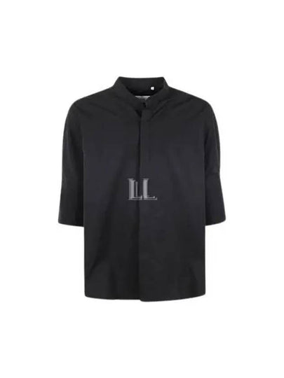 Mandarin Collar Short Sleeve Shirt Black - AMI - BALAAN 2