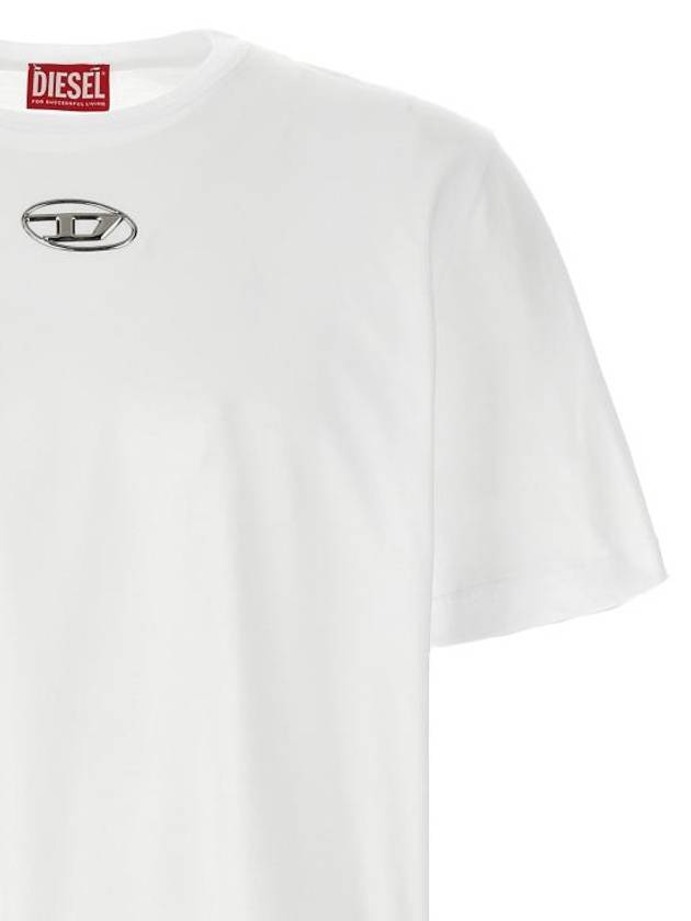 Metallic Logo Short Sleeve T-Shirt White - DIESEL - BALAAN 4