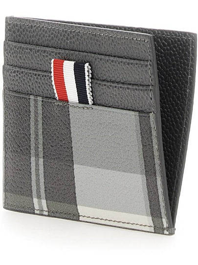 4-Bar Madras Pebble Grain Leather Card Wallet - THOM BROWNE - BALAAN 2