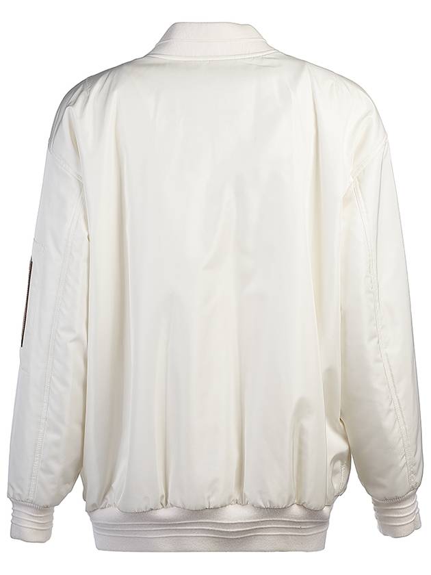 Sleeve Pocket Zipper Linen Bomber Jacket White - LORO PIANA - BALAAN 4