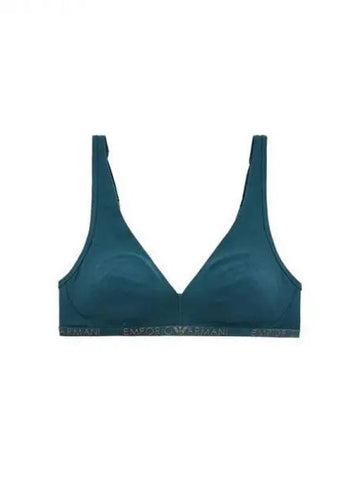 UNDERWEAR Women s Glitter Logo Padded Bralette Bra Blue Green 271825 - EMPORIO ARMANI - BALAAN 1