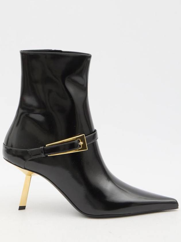 Lee Glazed Leather Ankle Boots Black - SAINT LAURENT - BALAAN 2