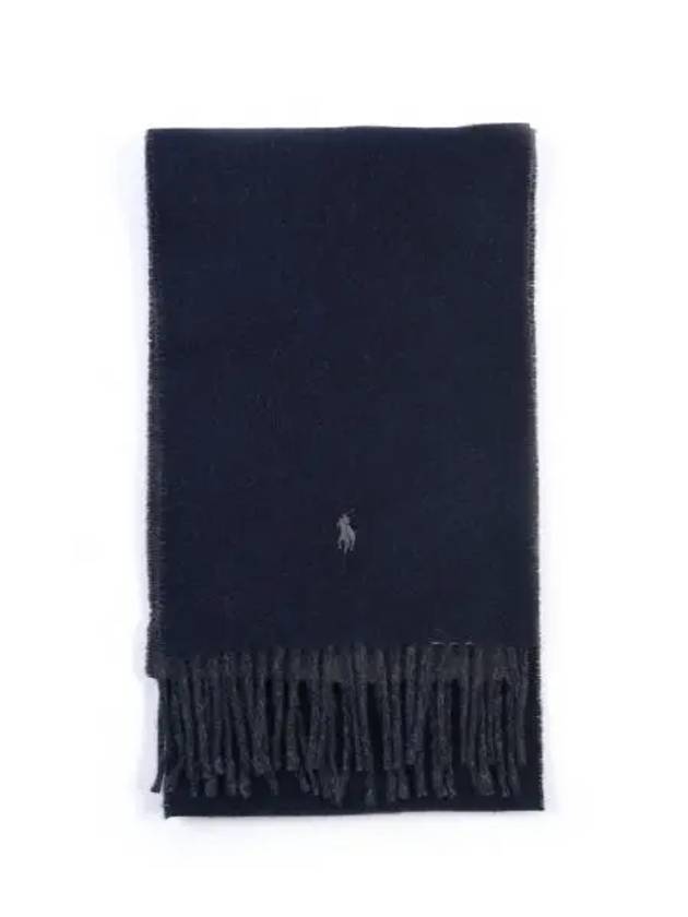 Reversible Wool Blend Muffler Navy - POLO RALPH LAUREN - BALAAN 5