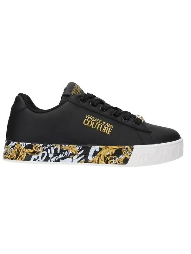 Logo Brush Couture Court 88 Low Top Sneakers Black - VERSACE - BALAAN 1