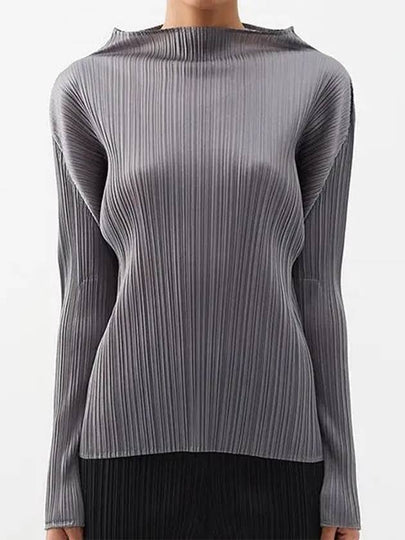 Pleats High-Neck Long Sleeve T-Shirt Grey - ISSEY MIYAKE - BALAAN 2