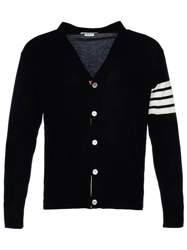 Men's Sustainable Classic Diagonal Wool Cardigan Black - THOM BROWNE - BALAAN 9