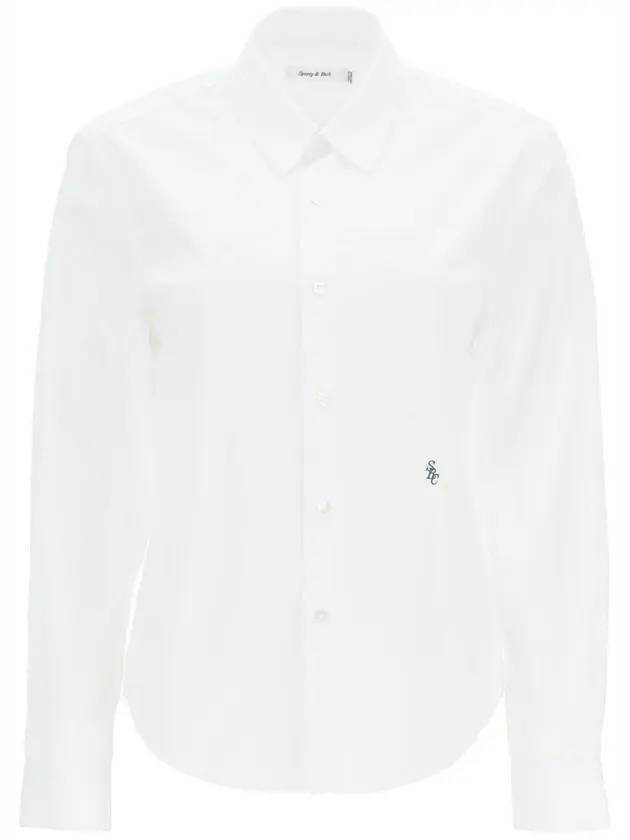 Logo Embroidered Cotton Shirt White - SPORTY & RICH - BALAAN 1