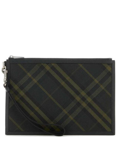 Check Zip Wrist Strap Clutch Bag Shadow - BURBERRY - BALAAN 2