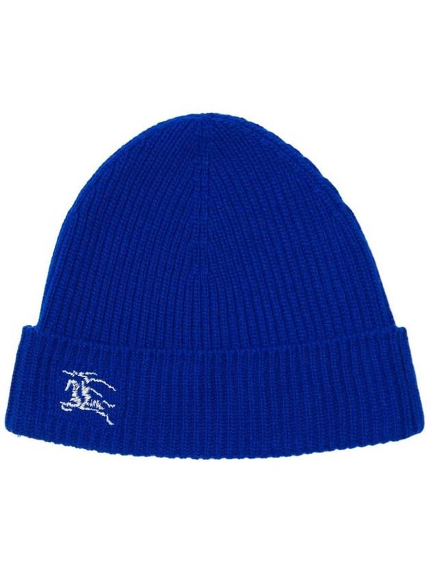 Embroidered Logo Ribbed Cashmere Beanie Blue - BURBERRY - BALAAN 2