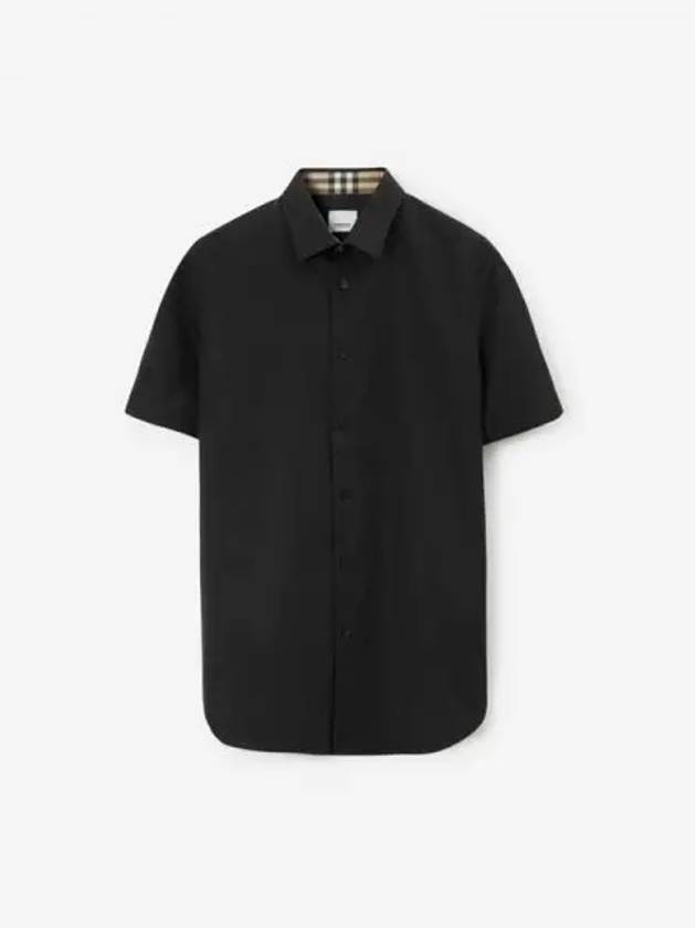 SHERFIELD Cotton Short-Sleeved Shirt Black - BURBERRY - BALAAN 2