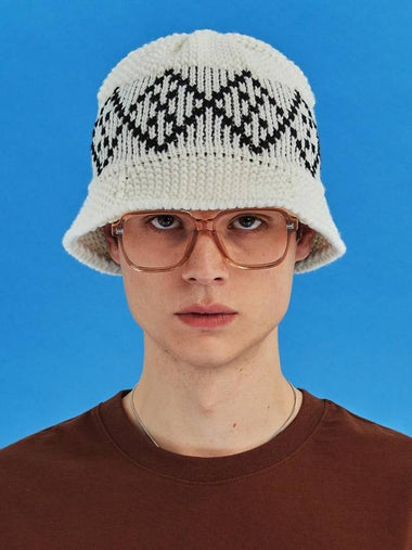 Argyle beanie bucket hat ivory - UNALLOYED - BALAAN 1