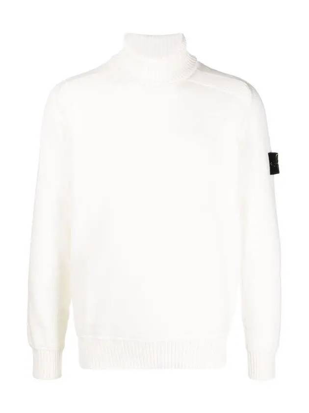 Waffen Patch Cotton Knit Turtleneck Off White - STONE ISLAND - BALAAN 3