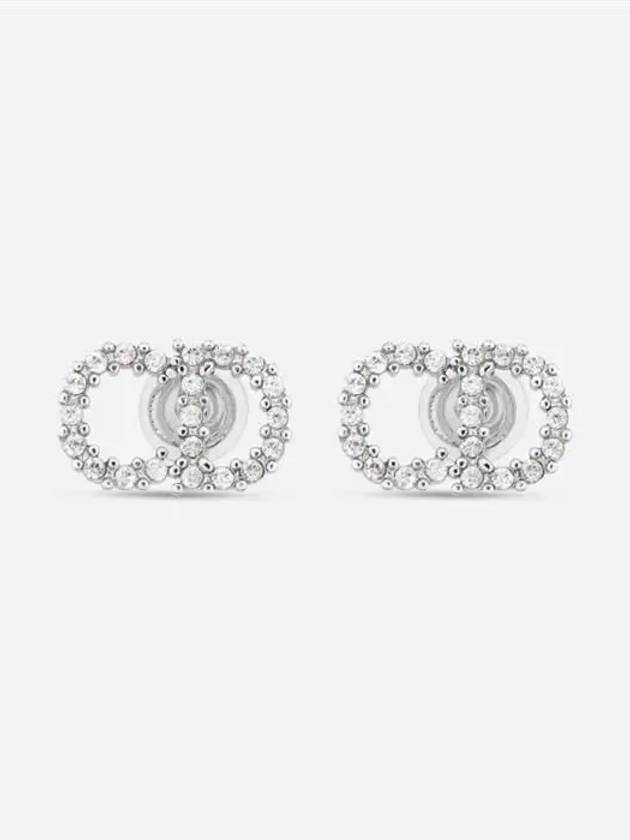 Claire D Lune Finish Metal White Crystal Earrings Silver - DIOR - BALAAN 3