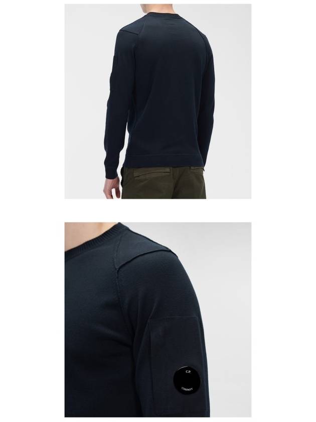 Men's Lens Wappen Long Sleeve Knit Top Navy - CP COMPANY - BALAAN 7