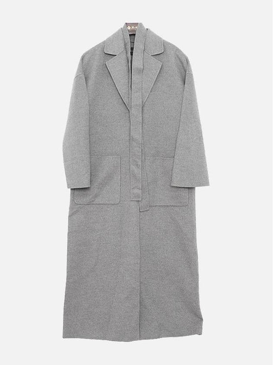 Women's Cocoon Belt Long Cashmere Trench Coat Grey - LORO PIANA - BALAAN 1