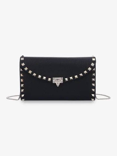 Rockstud Chain Strap Wallet Black 5W2P0Z81VSH0NO - VALENTINO - BALAAN 1