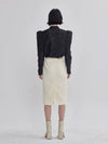 Rai Tweed Boning Slim Line Skirt Ivory - LIE - BALAAN 4