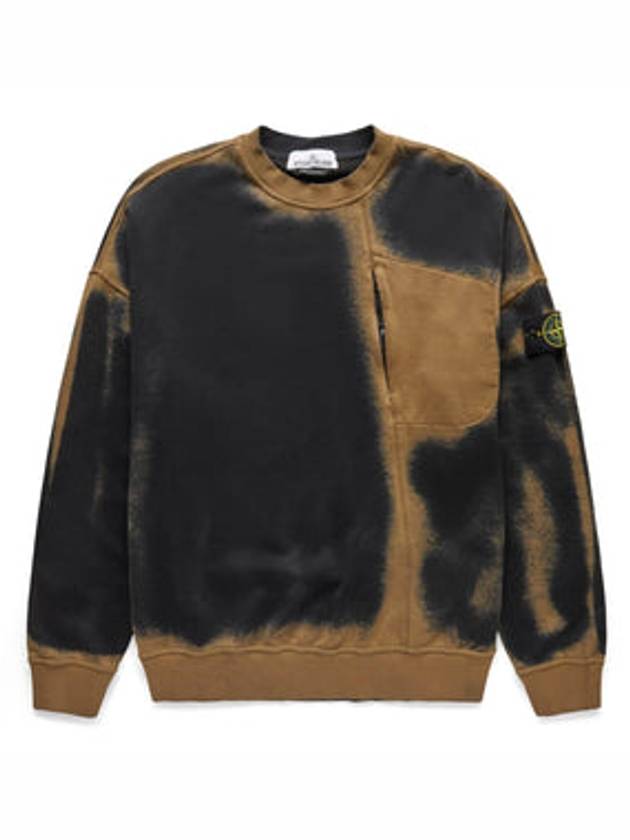 Hand Sprayed Airbrush Treatment Crew Neck Sweatshirt Dark Beige Black - STONE ISLAND - BALAAN 2