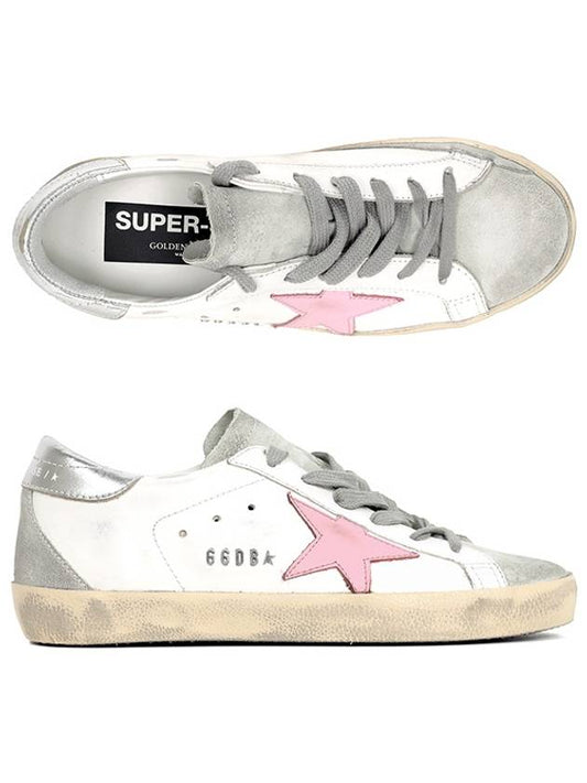 Women's Superstar Silver Heel Tab Pink Star Low Top Sneakers White - GOLDEN GOOSE - BALAAN 2