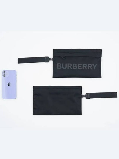 Logo Print Nylon Clutch Bag Black - BURBERRY - BALAAN 2