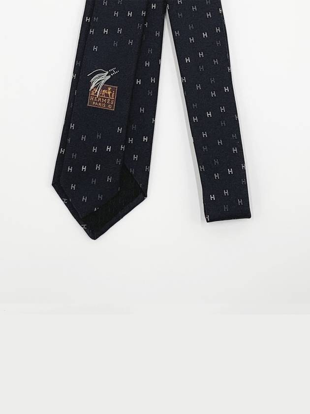 H Scintillant Silk Tie Noir Gris - HERMES - BALAAN 4