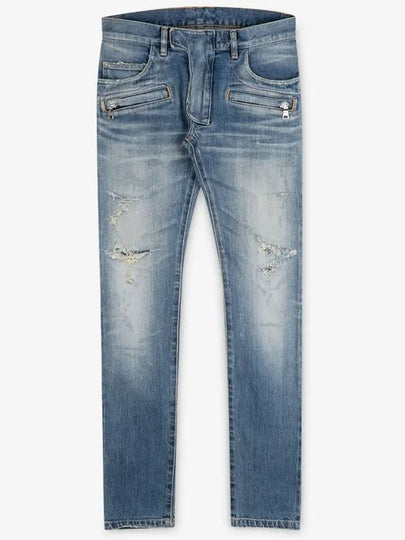 Men's Medium Blue Destroy Jeans S7H 9001 T021D 155 - BALMAIN - BALAAN 2