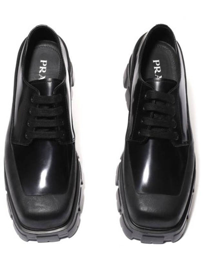 Brushed Lace-Up Leather Derby Black - PRADA - BALAAN 2